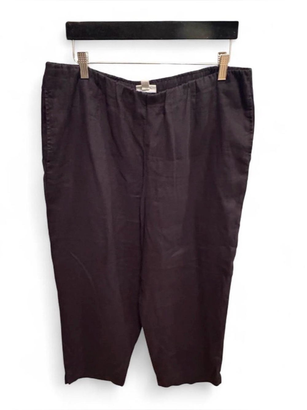 J.Jill Love Linen Black 100% Linen washable Cropped Pants Large Fall Transition